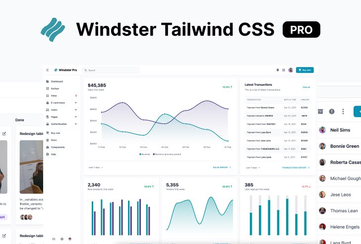 Top 9 Tailwind CSS Templates (Free & Paid) 9 Windster Pro Tailwind CSS Dashboard